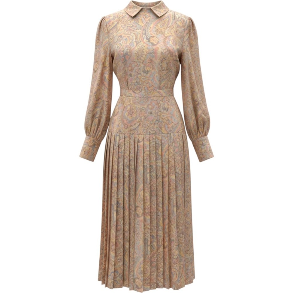 80s Adele Simpson Paisley Two Piece Skirt Set Pleated Midi Secretary Sz 10